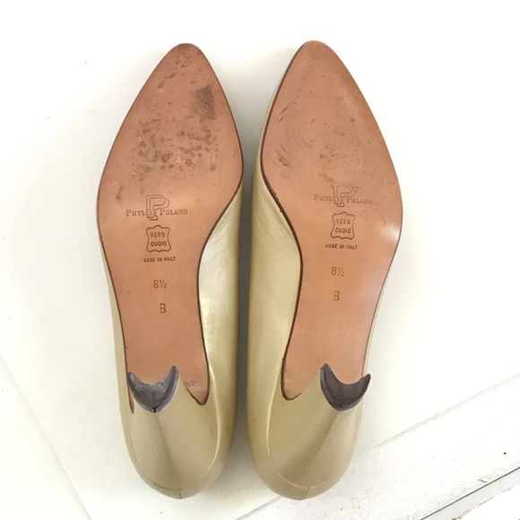 PHYLLIS POLAND Vintage Leather Heels Gold Pumps Gigi Women’s Size 8.5 - Picture 14 of 16